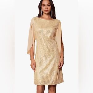 NWT: GRACE KARIN SequinSparkly Cocktail Party Dress Champagne Gold Size Medium